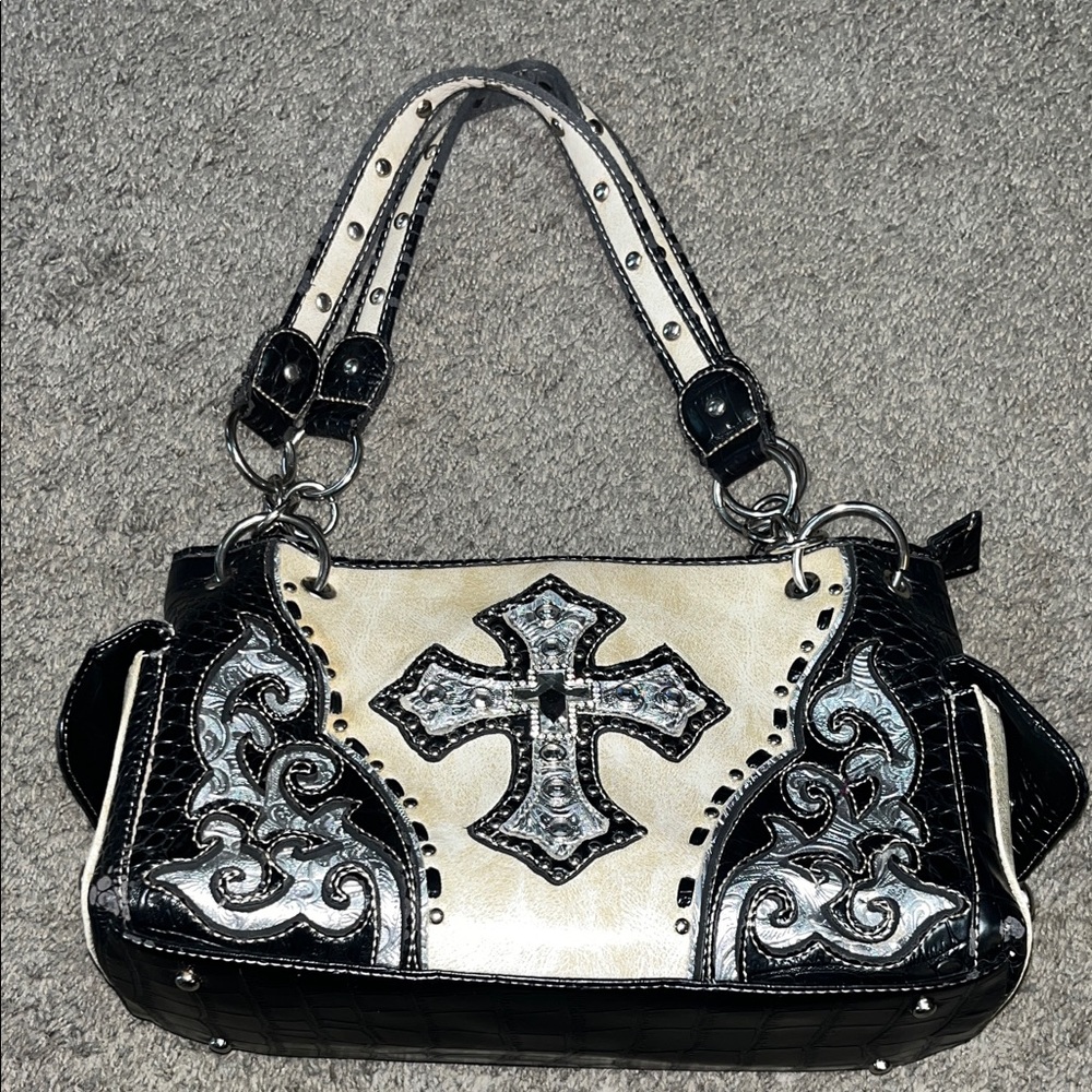 Stylish Black and Cream Women's Bag